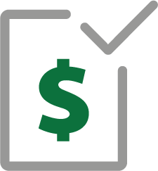 Payroll Icon - Money symbol with checkmark